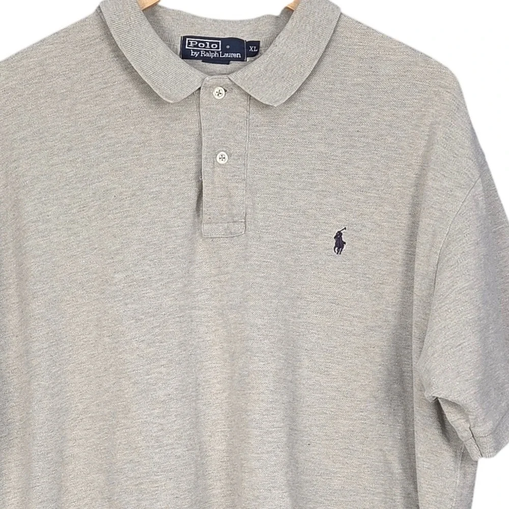 Polo Ralph Lauren Polo Shirt Mens XL Light Gray Short Sleeve Cotton Vintage